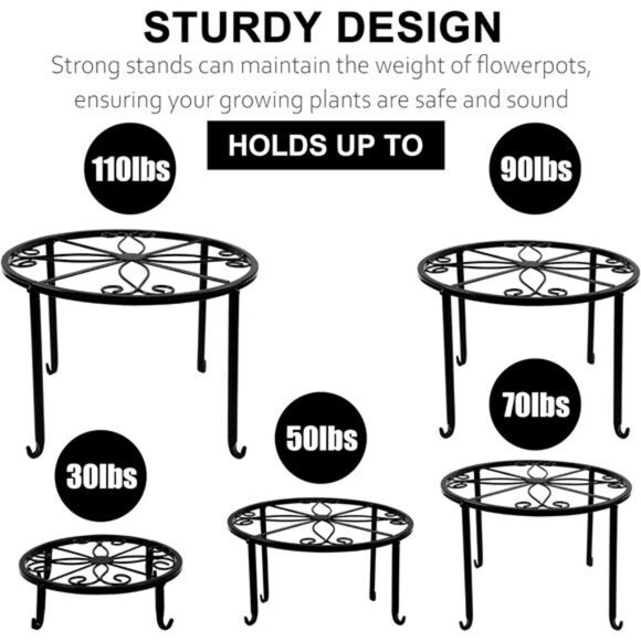 5 Pack Metal Plant Stands for Flower Pot,Heavy Duty Potted Holder,Indoor Outdoor - Picture 5 of 7